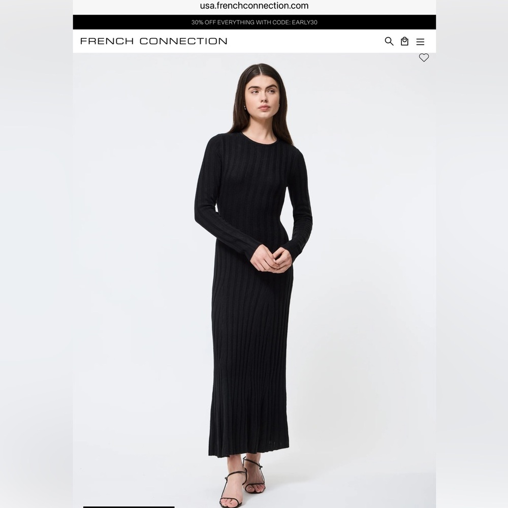 French Connection Bodysoft Long Sleeve Midi Dress Size Large